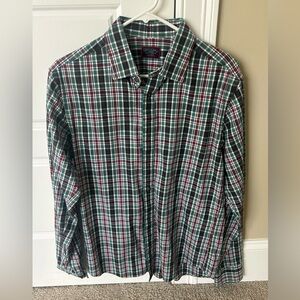 UNTUCKit Green and Red Plaid Men's Shirt - Men’s Medium